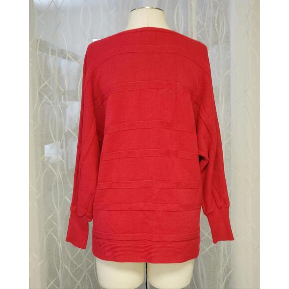 Liz Claiborne Red Boat Neck 3/4 Dolman Sleeves Women's Cable Knit Sweater, Sz XL - Picture 6 of 8